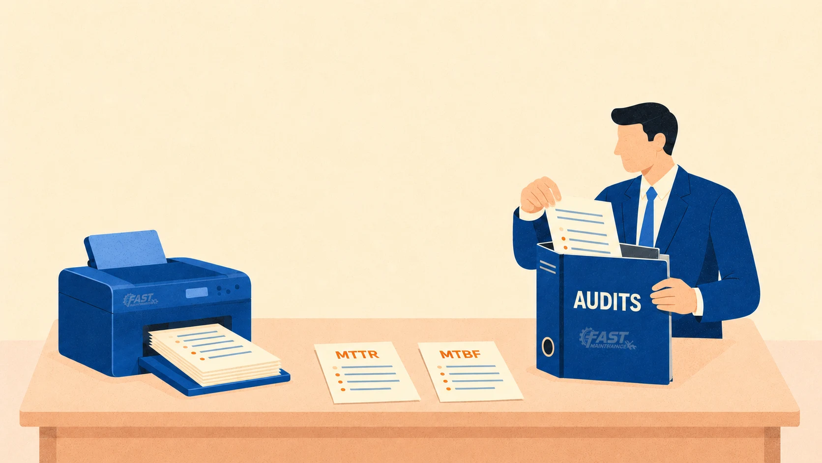 Complete digital maintenance records with MTTR and MTBF reports ready for an auditor